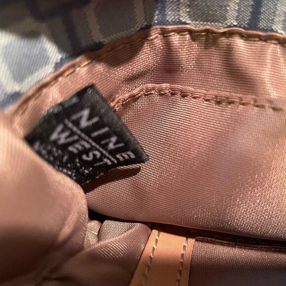 Nine West Geometric Print Blue/Ivory Fabric Mini Bag/Wallet/Purse, Retro, Y2K - Picture 8 of 9